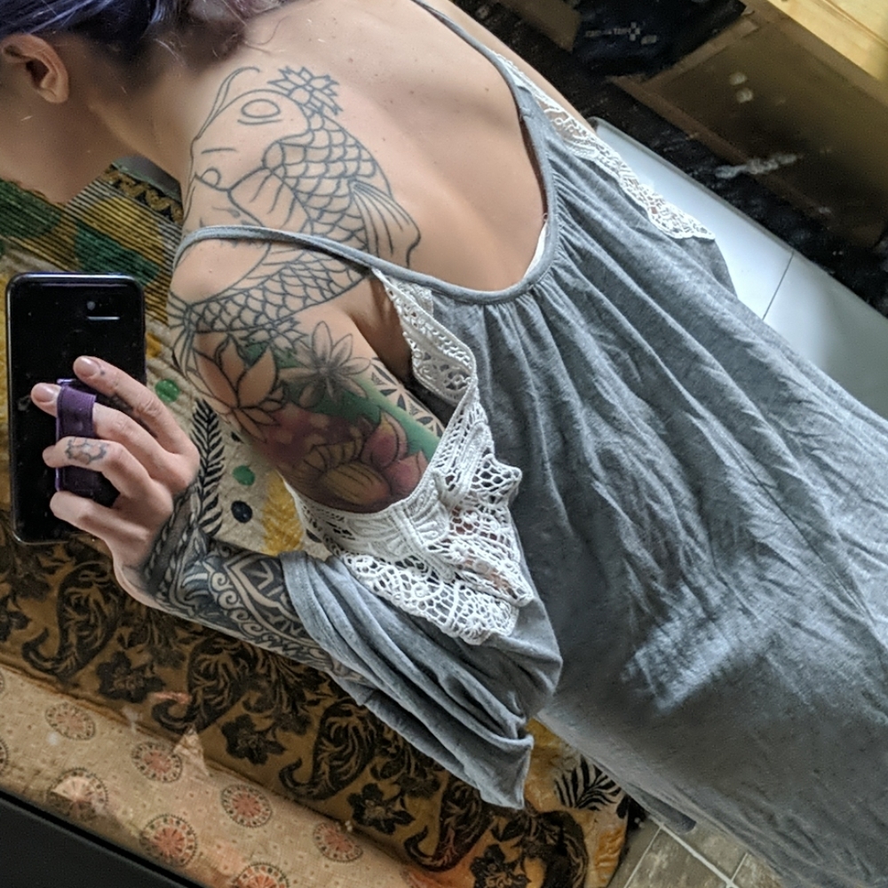 Lace cut out Bell sleeve too